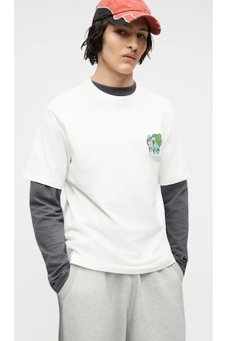 Only & Sons Erkek Pokemon Bulbasaur Figürlü Beyaz T-shirt - 22037659 Beyaz