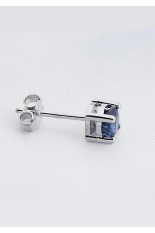 14 Ayar Altın 0.64 Karart Safir Tektaş Tek Küpe Çift Değildir Beyaz