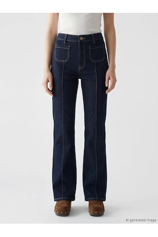 Lc Waikiki Lacivert Petite Flare Kadın Jean Pantolon