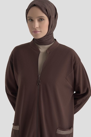 Armine Trend Kolları Ribanalı Boydan Fermuarlı Cepli Giy Çık Kahverengi 25kt557 Kahverengi