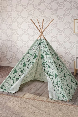 Çocuk Oyun Çadırı Ahşap Direkli Geniş Oyun Evi 150x150x200 Cm Yeşil