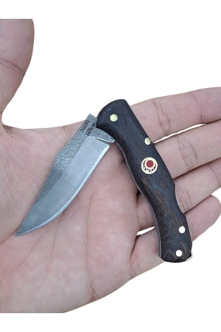 El İşçiliği Kamp Çakı N690 Çelik 7cm Gri - Kahverengi