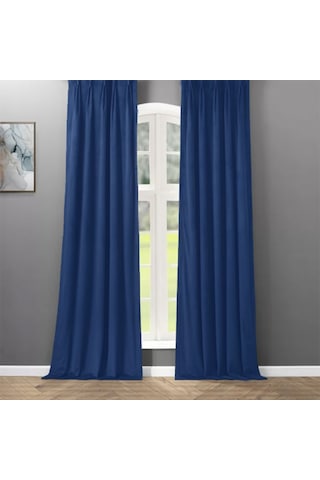 Taç Blackout Karartma Fon Perde Saks Mavisi Mavi