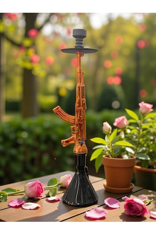 Alüminyum Gövdeli Ak-47 Kalaşnikof Tasarım 90 Cm Premium Nargile Seti Büyük Boy Contalı Sistem 02600874