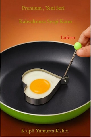 Paslanmaz Çelik Kalp Şekilli Kızartma Kalıbı Yumurta Omlet Krep Pankek Pancake Pişirme Kalıbı Çok Renkli