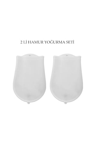 Hamur Torbası 2 Li Set Orta Ve Büyük Hamur Silikon Şeffaf Yoğurma Torbası Ekmek Makarna Mantı Yoğur Çok Renkli