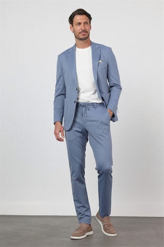 İmza Mavi Kendinden Desenli Mono Yaka 6 Drop Slim Fit Takım Elbise 1001260165