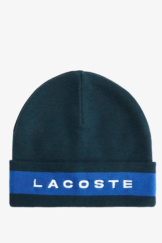 Lacoste Renk Bloklu %100 Yün Erkek Bere Koyu Yeşil Mavi Beyaz Yeşil