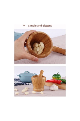 Monyee Büyük Boy Doğal Bambu Sarımsak Defteri - Evcil Pestle Ve Mortar Seti, Sağlıklı Zarf Sökme Aracı, Çok Amaçlı Ev Aletleri Bambu