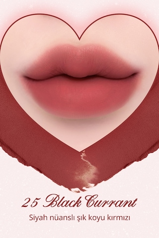 Dasique Kalp Tasarımlı Yoğun Pigmentli Köpük Yapılı Kadife Bitiş Sunan Ruj Souffle Color Pot 25 Black Currant 25 Black Currant