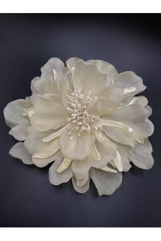 Amely Rid Kumaştan Büyük Çiçek Fiyonk Broş Tokalı 236336079 Bej