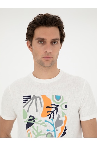 Beyaz Slim Fit Bisiklet Yaka T-shirt