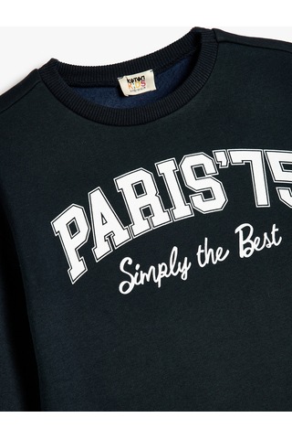 Koton Sweatshirt Slogan Baskılı Uzun Kollu Bisiklet Yaka Pamuklu Lacivert 5wkg10621ak Lacivert