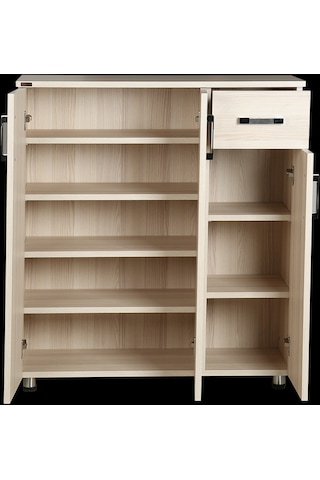 Ayakkabılık Beyaz Çok Amaç Model Parlak Akçaağaç Hard suntalem Demonte 5raf 1çekmece El Yapım Açık Kahverengi