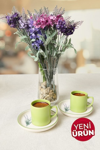 Elegant Blossoms Yeşil Kahve Takımı 4 Parça 2 Kişilik 21788