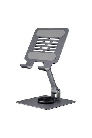 Reedark Gri Metal Dikey/taşınabilir Tablet Tutucu - 360 Döner, Çok Açıklı, Soğutucu Tasarım, İpad Uyumlu Ve Tüm Tabletler İçin Masaüstü Stant