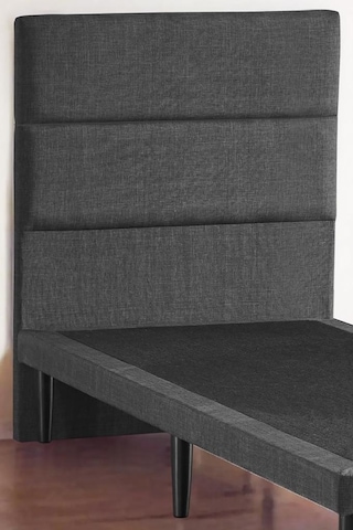 Niron Slim Baza Ve Başlık Takımı 90x190 Tek Kişilik Gri Kumaş Kaplı Metal Karyola Ve Başlık Seti