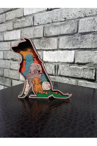 Dekoratif 3d Köpek Figürlü Katmanlı Masa Süsü Biblo
