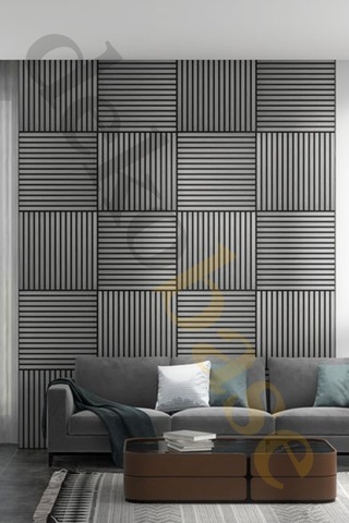 Açık Gri 40x40 Cm Yeni Nesil Akustik Ahşap Duvar Paneli