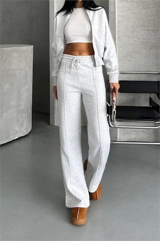 Neşeli Butik Kadın Pamuklu Kışlık Rahat Kesim Eşofman Takımı Nbg112 Gri