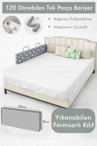 Miralay Yeni Nesil Yatak Bariyeri 120 CM Gri Yıldız