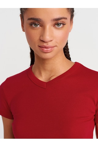Dilvin 31673 V Yaka T-shirt-k.kırmızı K.kırmızı Kırmızı