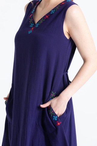 Kolsuz Şile Bezi Mehtap Midi Boy Elbise Mor Mor-mor