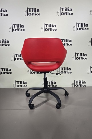 Monaco Çalışma Kesim Koltuğu Yonca Tekerlekli Siyah Ayak Kırmızı