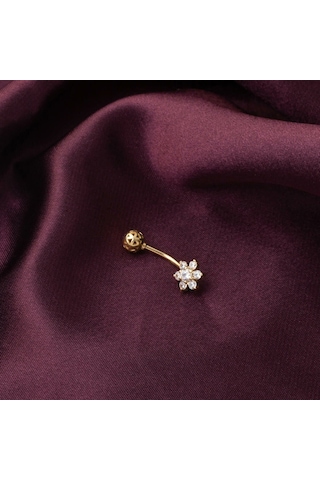 Bilezikci Papatya Model 14 Ayar Altın Göbek Piercing Vaad33056 Sarı