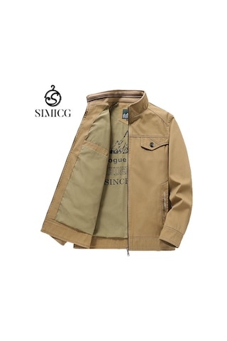 Sımıcg Sonbahar Erkek Ceket Büyük Beden Pamuklu Ceket Haki