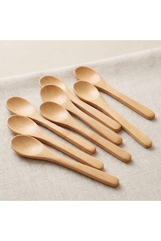12'li Bambu Mini Kaşık Seti 13 Cm, Baharat, Bal, Reçel, Kahve Ve Servis Kaşığı, Küçük Kavanozlar İçin Doğal Bambu Kaşık Çok Renkli