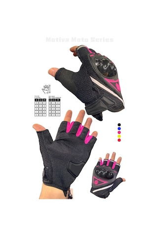 Pembe Kısa Yarım Parmak Kadın Motosiklet Eldiveni Mw120p