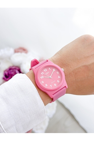 Q&q Renkli 10 Atm Su Geçirmez Unisex Kol Saati Pembe