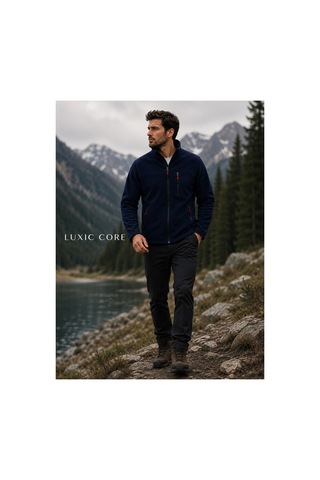 Luxıc Core Unisex Lacivert Polar Ceket Fermuarlı Soğuk Havalara Uygun, Rahat Ve Şık Tasarım