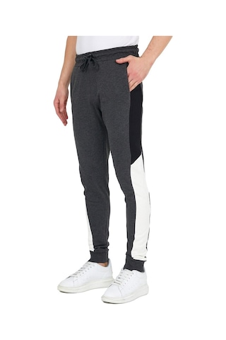 Adams Erkek Fit Siyah/Beyaz Şeritli Antrasit Eşofman Altı