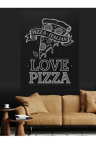 Pizza Aşkı Sonsuz Lezzet Dekoratif Kanvas - Mdf Ahşap Tablo