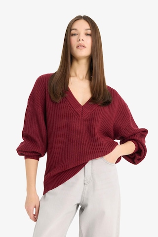 Defacto Oversize Geniş Kalıp V Yaka Triko Kazak Z7135az25wnbr455 Bordo
