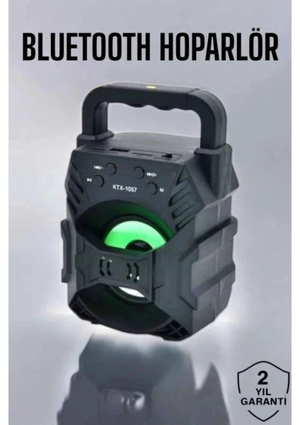 Bukrem Store Kts-1057 Bluetooth Taşınabilir Hoparlör 3 Led Işıklı, Fm Radyolu, Şarjlı Ses Bombası