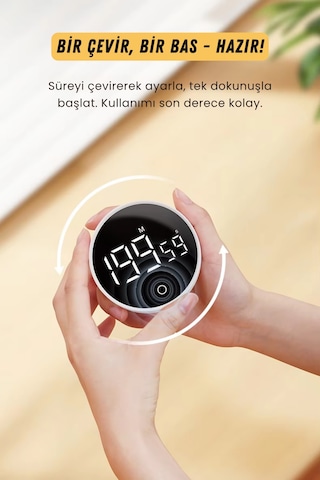 GWORKE Rt-1 Mıknatıslı Zamanlayıcı, Mutfak Kronometresi, Pomodoro, Öğrenci Ders Çalışma Saati - Siyah