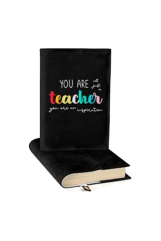 Kitap Kılıfı Nakış Detaylı Öğretmen Temalı - Teacher Siyah
