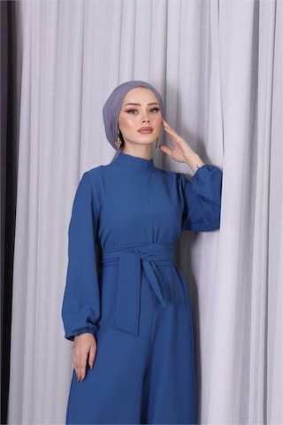 Kadın Petrol Kuşaklı Gül Detaylı Salaş Tulum Dpnms003 Petrol Mavisi