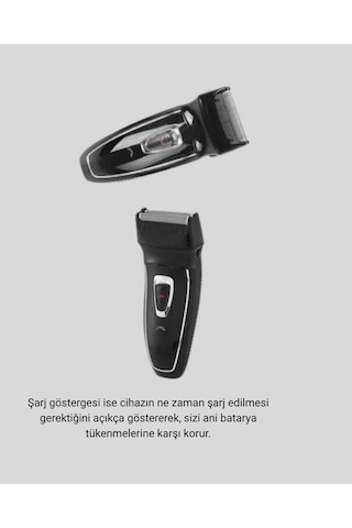 Kablosuz - 893 - Tıraş Makinesi Çift Başlıklı Kuru Tıraş Folyo Başlık - Ece-umay - Şarj Göstergeli Diğer