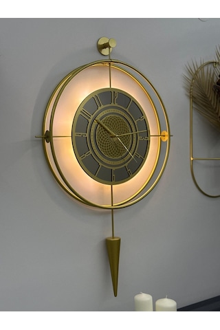 Bronz Aynalı Lavinya Exclusive - Chakra Dizayn - Gerçek Bronz Ayna - Metal Mobilya Duvar Saati Gold