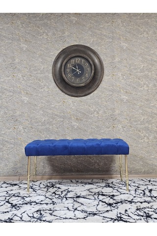 Zafir Gold Tel Ayaklı 90 Cm Puf Bench - Puf - Bench - Kasalı Oturak - Oturak - Yatak Ucu Puf Mavi