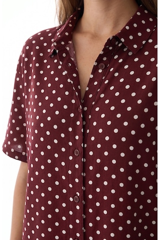 Penti Kahverengi Polka Dots Gömlek Pantolon Pijama Takımı Bn89