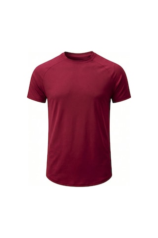 Genius Store 2'li Paket Erkek Spor Tişört Pamuklu Esnek Günlük Kullanıma Uygun Premium Rahat Kalıpt-shirt Haki-bordo