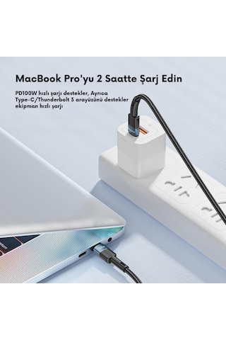 Essager 3 Metre Pd 100w Qc4.0 Süper Hızlı Type C To Type C Şarj Data Kablosu, Akım,ısı, Batarya Korumalı