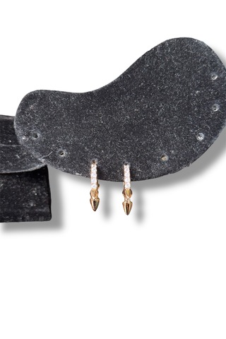 Çivili Taşlı Bronz Halka Çelik Küpe Bronz