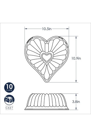 Nordic Ware, Nordicware 55548 Kek Kalıbı, Kalpli Çelenk, Alüminyum Döküm, Hacim: 2.5lt, 55548amz, Gü Sku: Smg8690010592187 Açık Gri