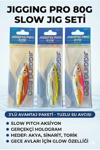 80g Slow Jig 3'lü Avantaj Seti Tuzlu Suyun Trofe Avcısı